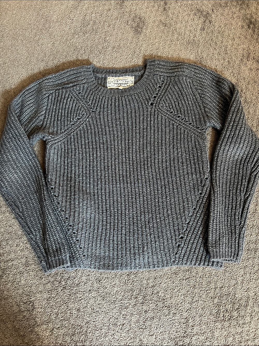 Pink Martini Women's Charcoal Gray with Silver Threads Crewneck Sweater